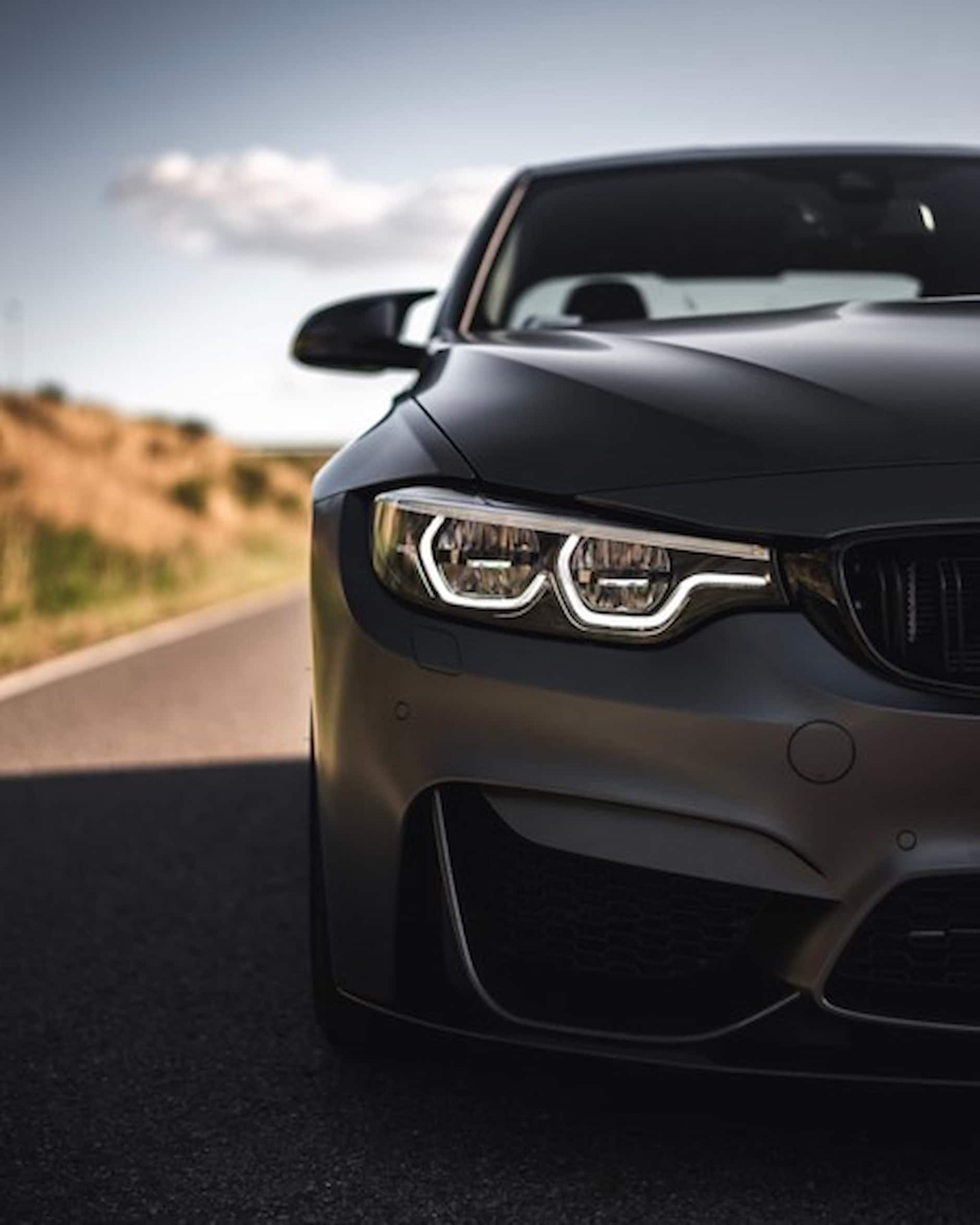 closeup of bonnet of black bmw