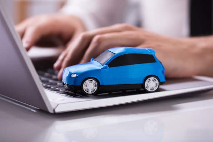 toy car on a laptop
