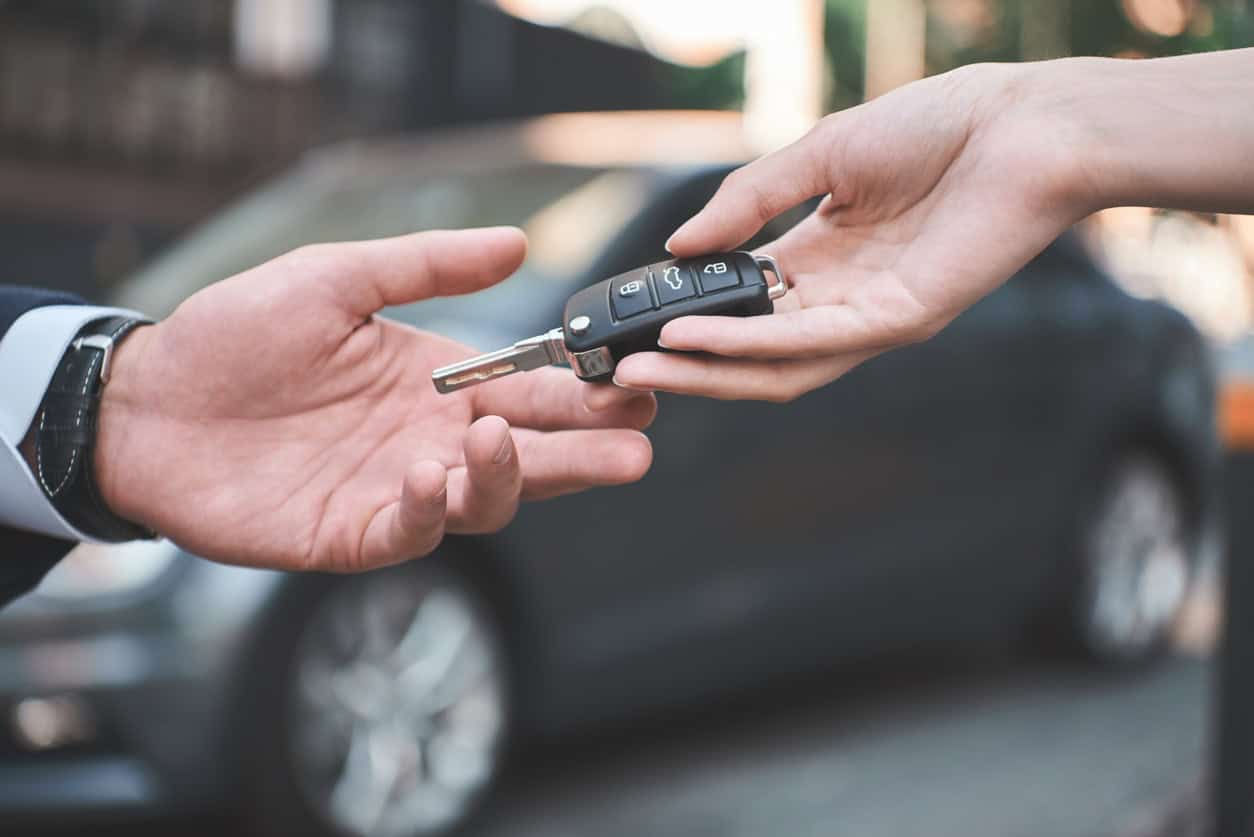 recieving car keys at a dealership